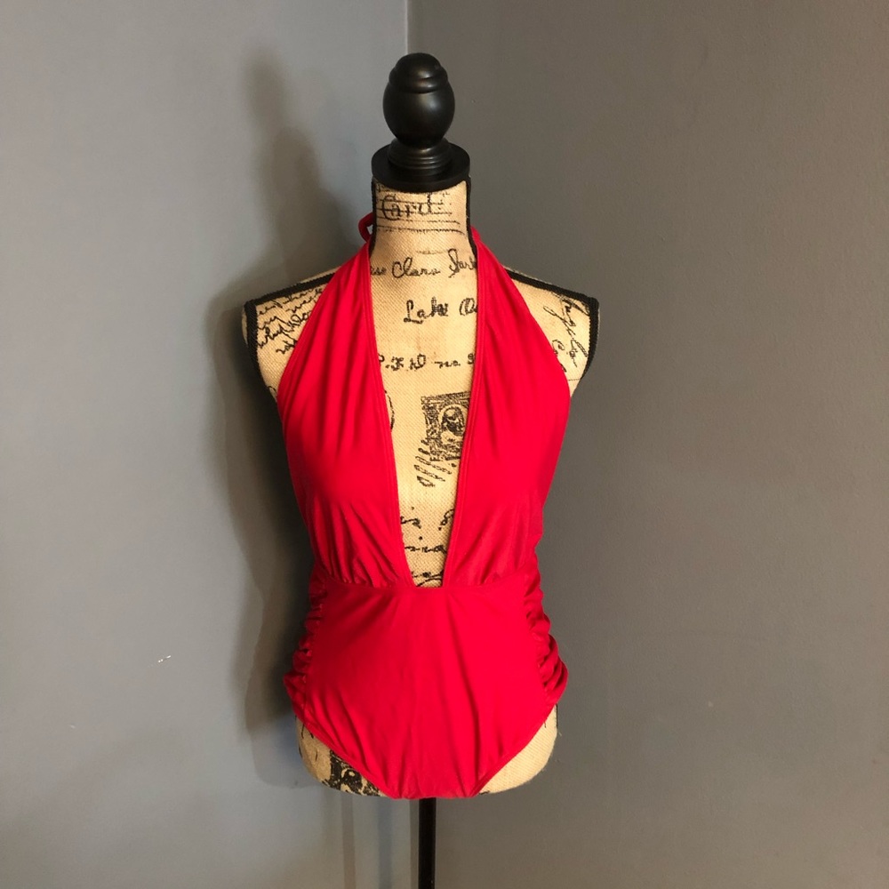 Red one piece swimsuit